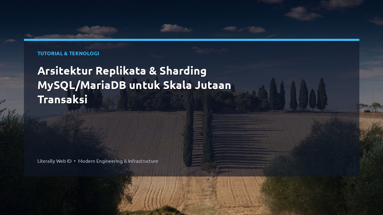 Arsitektur Replikata & Sharding MySQL/MariaDB untuk Skala Jutaan Transaksi