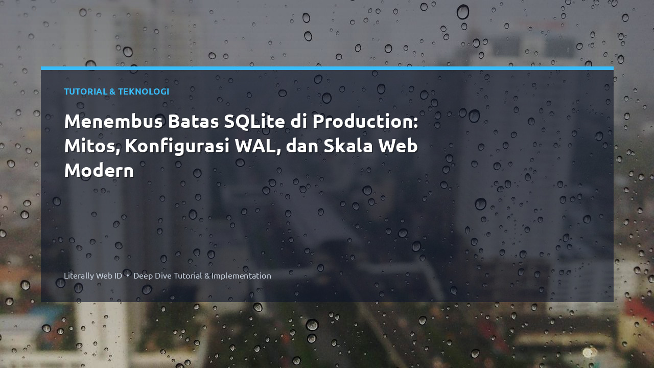 Menembus Batas SQLite di Production: Mitos, Konfigurasi WAL, dan Skala Web Modern