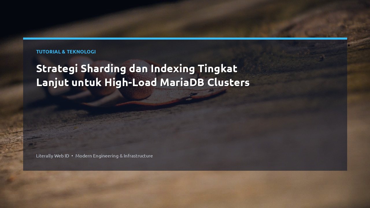 Strategi Sharding dan Indexing Tingkat Lanjut untuk High-Load MariaDB Clusters